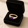 Solid 14K Gold Men's Desoto Ash Ring with Lilac Pearl Opal