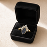 Solid 14K Gold Women's Lakeway Ash Ring with Slate