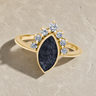 Solid 14K Gold Women's Lakeway Ash Ring with Slate