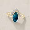 Solid 14K Gold Women's Lakeway Ash Ring with Aqua