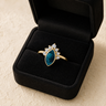 Solid 14K Gold Women's Lakeway Ash Ring with Aqua