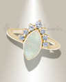 Solid 14K Gold Women's Lakeway Ash Ring with Crushed Cream Opal