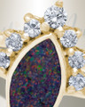 Solid 14K Gold Women's Lakeway Ash Ring with Black Flame Opal