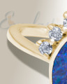 Solid 14K Gold Women's Lakeway Ash Ring with Opal Blue Waters