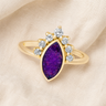 Solid 14K Gold Women's Lakeway Ash Ring with Lilac Pearl Opal