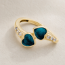 Solid 14K Gold Women's Rosalia Ash Ring with Aqua