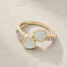 Solid 14K Gold Women's Rosalia Ash Ring with Crushed Cream Opal