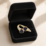 Solid 14K Gold Women's Rosalia Ash Ring with Black Flame Opal