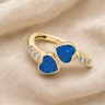 Solid 14K Gold Women's Rosalia Ash Ring with Opal Blue Waters