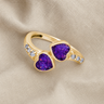 Solid 14K Gold Women's Rosalia Ash Ring with Lilac Pearl Opal
