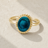 Solid 14K Gold Women's Bethany Ash Ring with Aqua