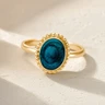 Solid 14K Gold Women's Bethany Ash Ring with Aqua