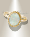 Solid 14K Gold Women's Bethany Ash Ring with Crushed Cream Opal