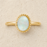Solid 14K Gold Women's Bethany Ash Ring with Crushed Cream Opal
