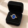 Solid 14K Gold Women's Bethany Ash Ring with Opal Blue Waters