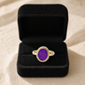 Solid 14K Gold Women's Bethany Ash Ring with Lilac Pearl Opal