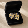 Solid 14K Gold Women's Chatelain Ash Ring with Black Flame Opal