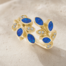 Solid 14K Gold Women's Chatelain Ash Ring with Opal Blue Waters