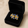 Solid 14K Gold Women's Chatelain Ash Ring with Opal Blue Waters