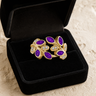 Solid 14K Gold Women's Chatelain Ash Ring with Lilac Pearl Opal