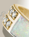 Solid 14K Gold Men's Yellowstone Ash Ring with Crushed Cream Opal