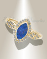 Solid 14K Gold Women's Sanctuary Ash Ring with Opal Blue Waters