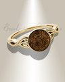 Solid 14K Gold Women's Katina Ash Ring with Carob