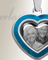 Heart Sterling Silver Picture Pendant With Aquamarine Ashes