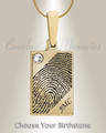 Solid 14k Gold Birthstone Signature Rectangle Fingerprint Necklace