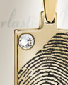 Solid 14k Gold Birthstone Signature Rectangle Fingerprint Necklace