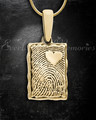 Solid 14k Gold Loved Signature Rectangle Fingerprint Necklace