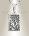 Solid 14k White Gold Genuine Rectangle Signature Fingerprint Necklace