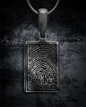 Black Plated Genuine Rectangle Signature Fingerprint Necklace