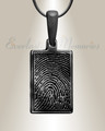 Black Plated Genuine Rectangle Signature Fingerprint Necklace