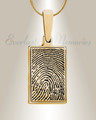 Solid 14k Gold Genuine Rectangle Signature Fingerprint Necklace