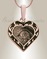 Rose Gold Plated Sterling Silver Carved Signature Heart Fingerprint Necklace