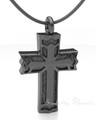 Black Plated Rosedale Cross Forever Sealed Keepsake Urn Jewelry