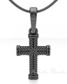 Black Plated Cable Cross Forever Sealed Memorial Jewelry