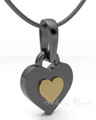 Black Plated Sterling with 14K Gold Duplicity Heart Forever Sealed Memorial Jewelry