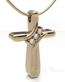 Forever Sealed Solid 14K Gold Stylish Cross Memorial Jewelry