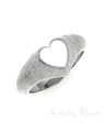 Solid 14K White Gold Signet with Pattern Forever Sealed Memorial Ring