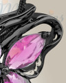 Black and Pink Sparkle Butterfly Memorial Jewelry