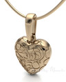 Solid 14k Gold Scrolled Heart Forever Sealed Memorial Jewelry