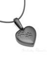 Black Plated Paws Heart Forever Sealed Memorial Jewelry