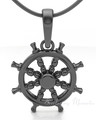 Black Plated Ships Wheel Forever Sealed Memorial Jewelry
