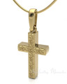 Gold Plated Textured Cross Forever Sealed Memorial Jewelry