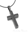 Black Plated Textured Cross Forever Sealed Memorial Jewelry