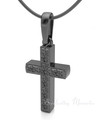 Black Plated Textured Cross Forever Sealed Memorial Jewelry