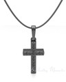 Black Plated Textured Cross Forever Sealed Memorial Jewelry