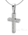 Solid 14k White Gold Textured Cross Forever Sealed Memorial Jewelry